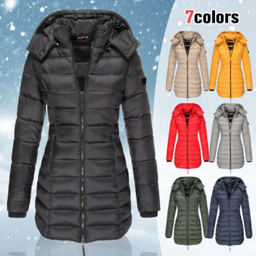 Women's Warm Padded Mid-Length Hooded Winter Jacket