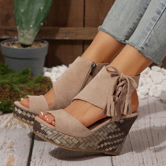 Wedge Sandals – Open Toe, Stylish Lift