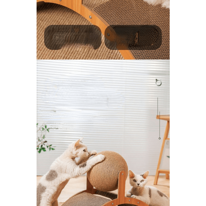 🐱 50% OFF NOW! 💖 Natural Sisal Cat Scratching Ball With Cardboard Pad – Satisfies Scratching, Durable Sisal & Protects Furniture 🧶