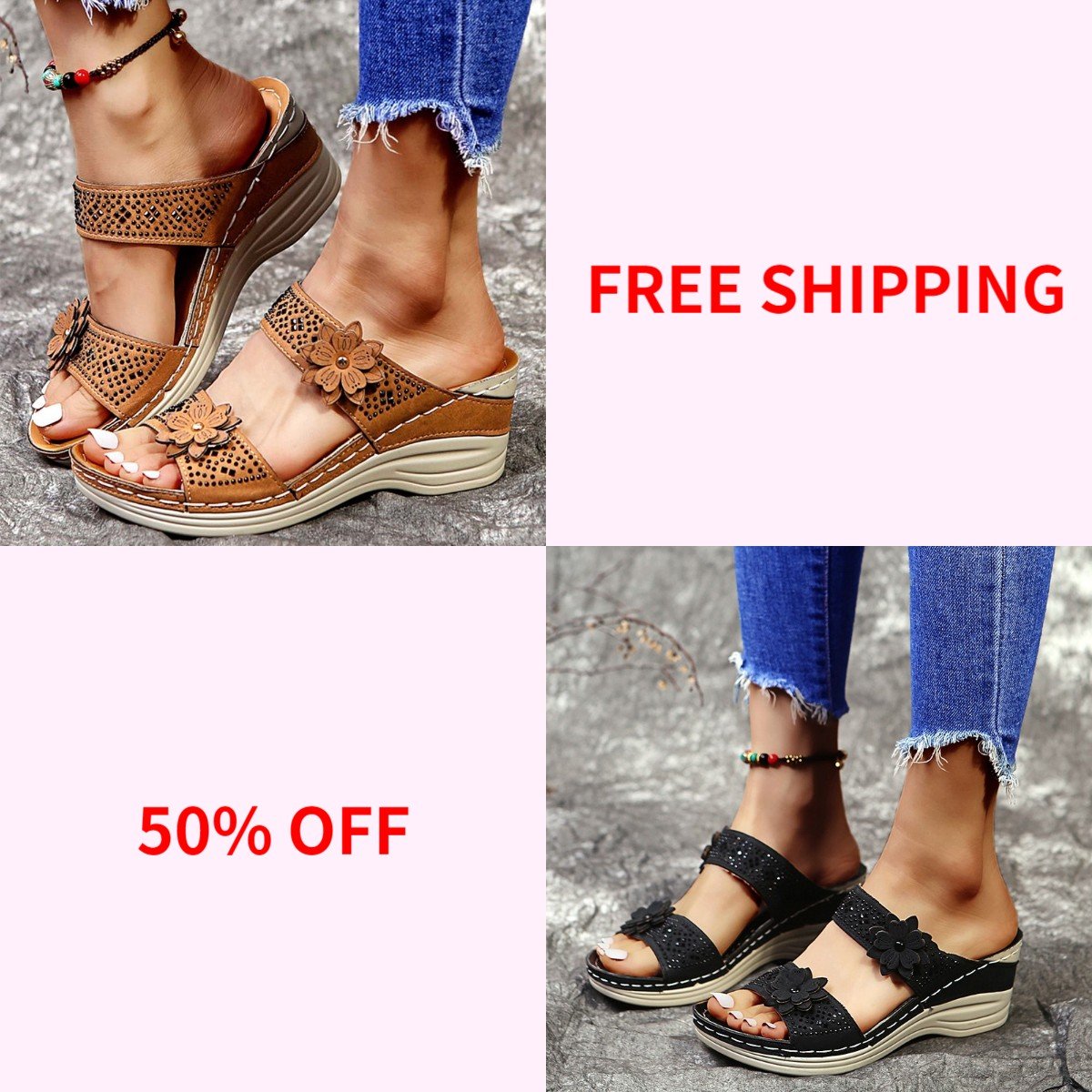 🔥Buy 2 Save 20%🔥Women's Soft Floral Wedge Sandal