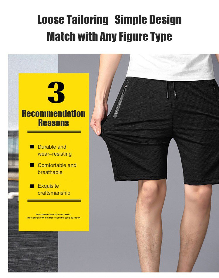 Bymore Men's Ice Silk Cotton High Stretch Five Point Pants