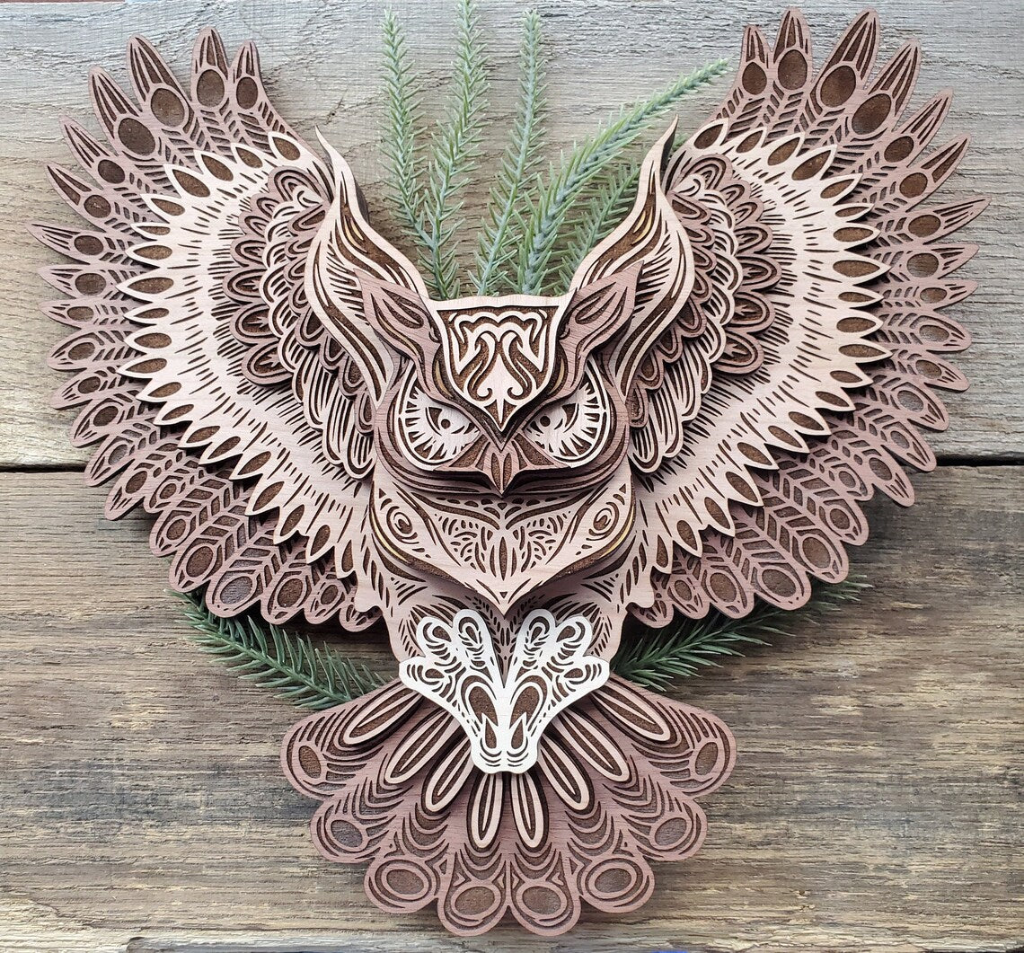 🦉3D Owl wood wall hanging-Perfect gift for owl lovers🎁