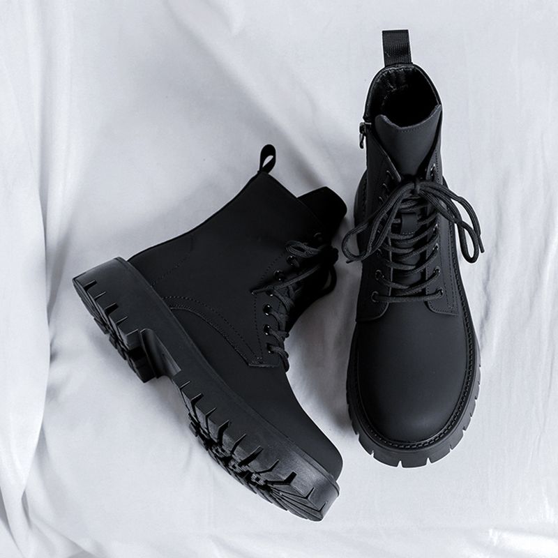 â³Last day for 50% offâ³Menâs Side-zip Leather Ankle Boots Black â ffmetro