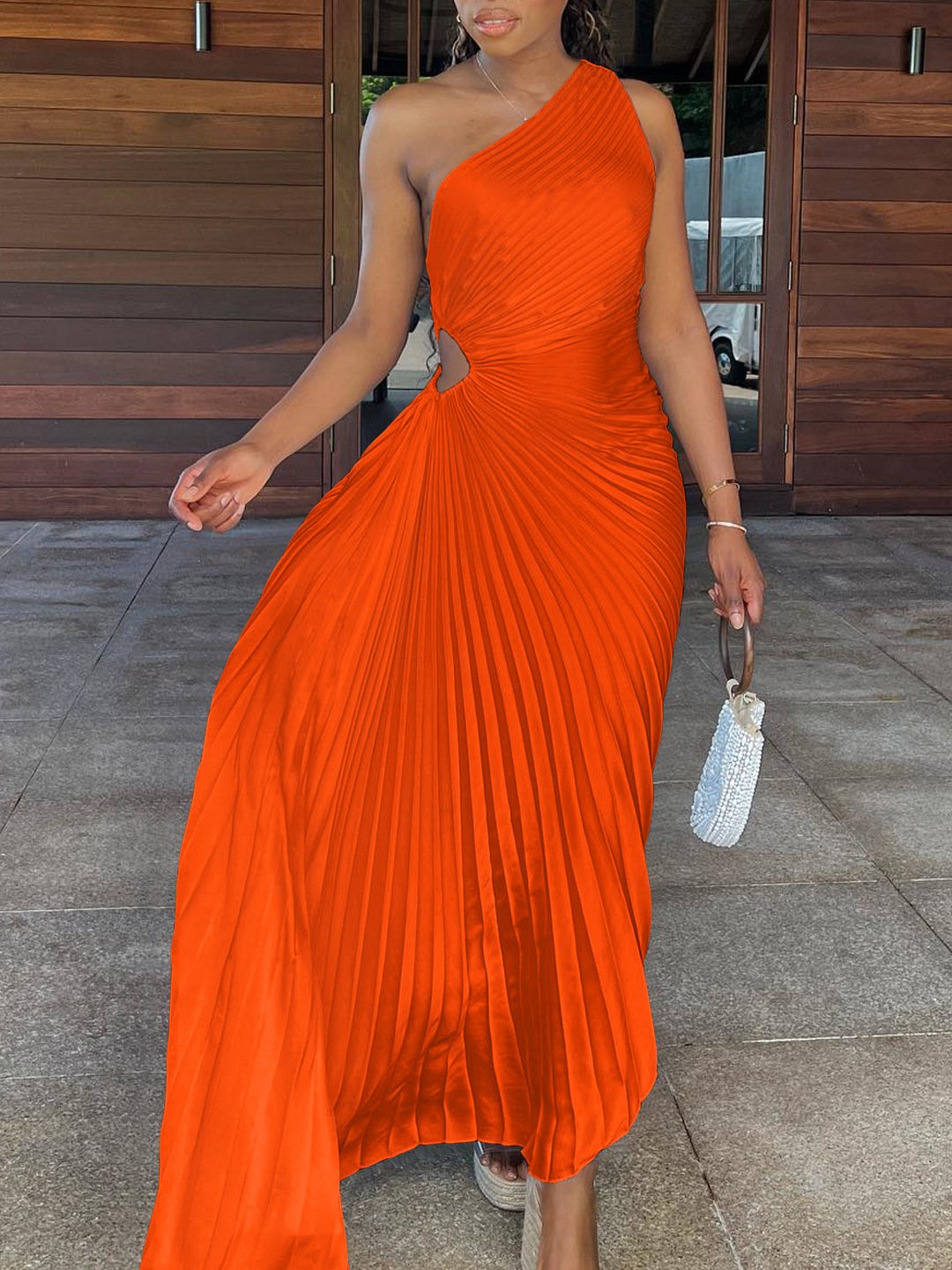One Shoulder Cut Out Maxi Dress (Buy 2 Free Shipping)