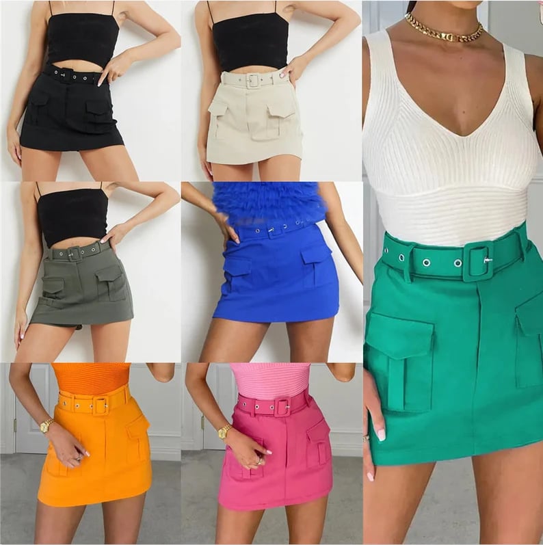 Women's Solid Color Pockets Belt Decor Shorts (Buy 2 Free Shipping)