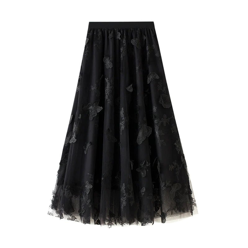 Women's Double-Layered Mesh Midi Skirt