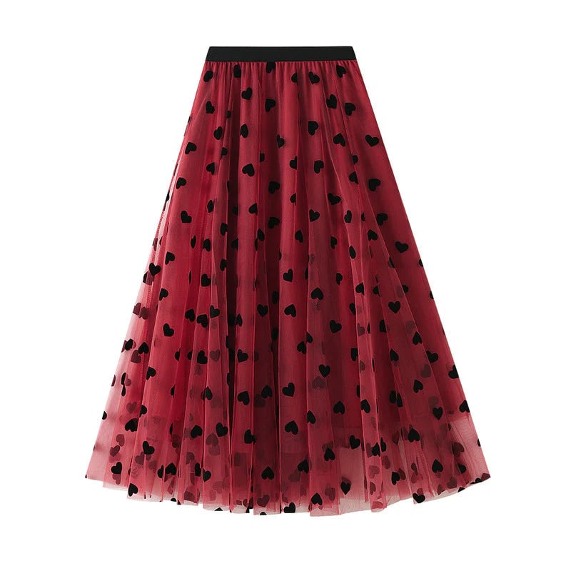 Women's Double-Layered Mesh Midi Skirt