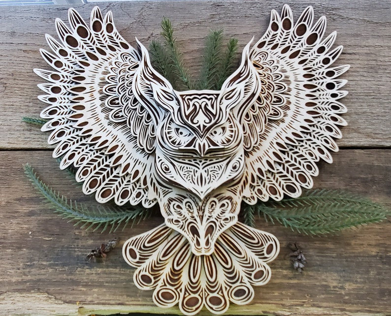 🦉3D Owl wood wall hanging-Perfect gift for owl lovers🎁