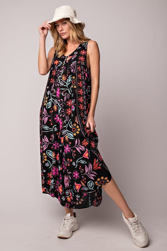 🔥 July Big Sales Save 49% OFF🔥-Vintage floral print loose sleeveless jumpsuit