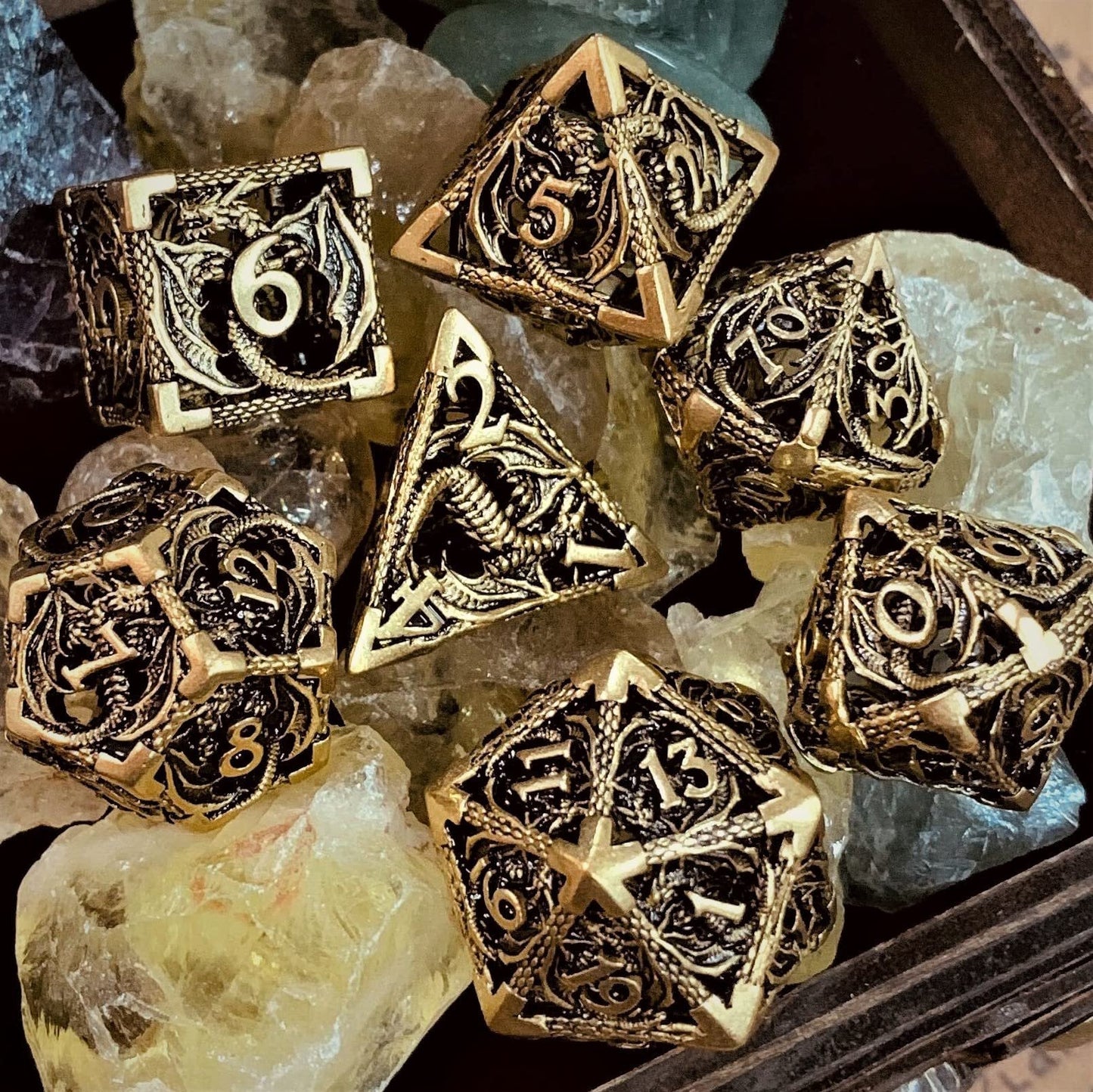 Hollow Metal Dragon Shaped Carving Dice Set🐲BUY 2 FREE SHIPPING