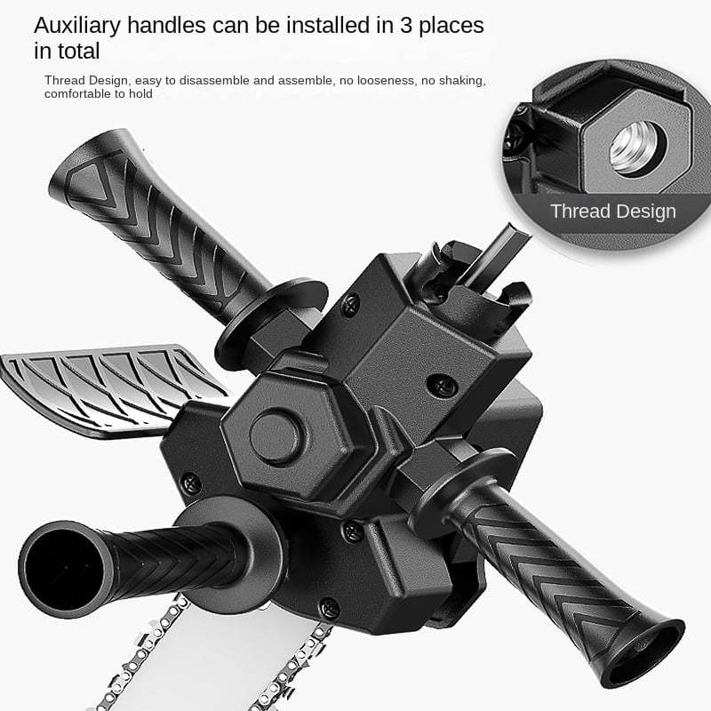 ELECTRIC DRILL MODIFIED TO ELECTRIC CHAINSAW DRILL ATTACHMENT