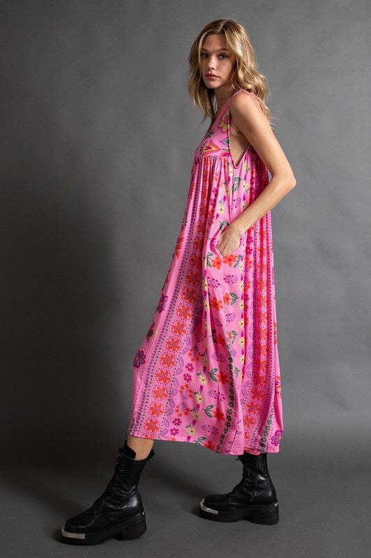 🔥 July Big Sales Save 49% OFF🔥-Vintage floral print loose sleeveless jumpsuit