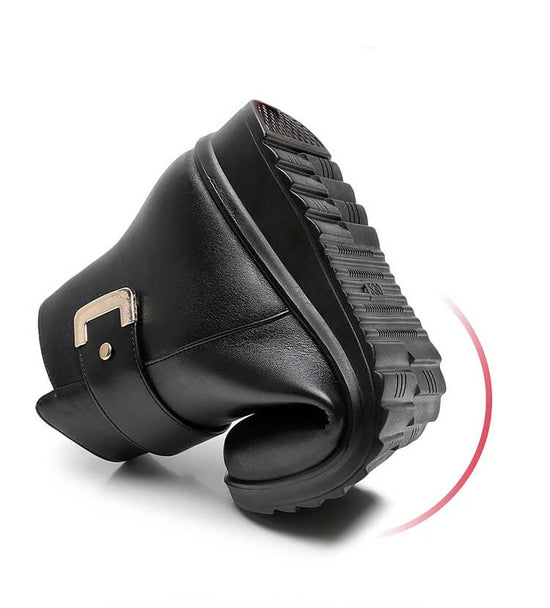 Genuine Leather Metal Buckle Velvet Boots main image 1
