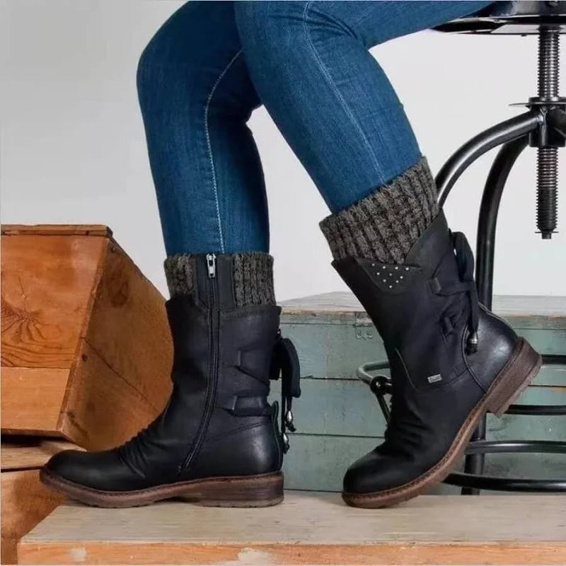 Women's Winter Low Barrel Orthotic Bow Support Wool Warm Boots