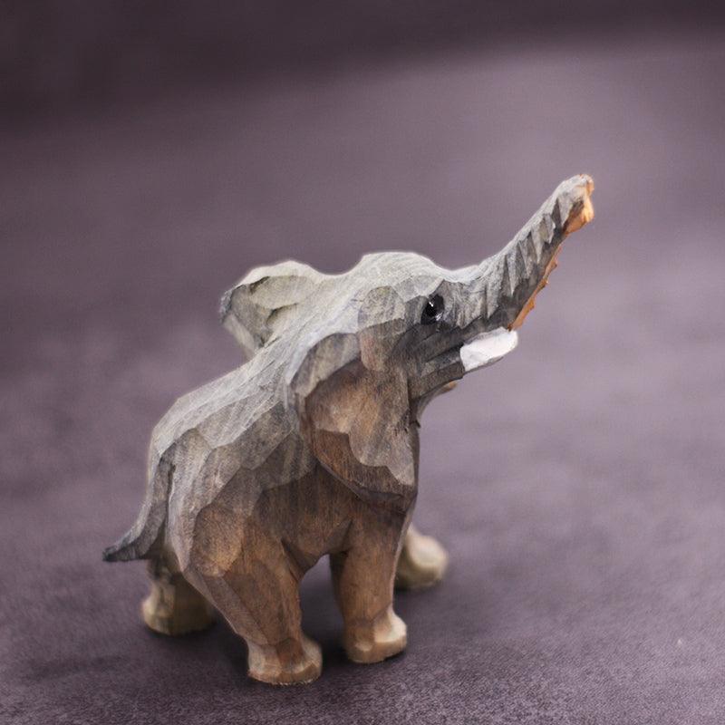 Elephant Sculpted Hand-Painted Animal Wood Figure