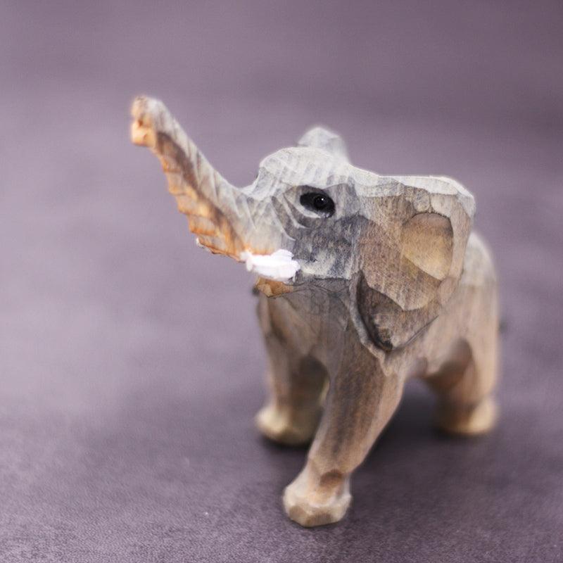 Elephant Sculpted Hand-Painted Animal Wood Figure