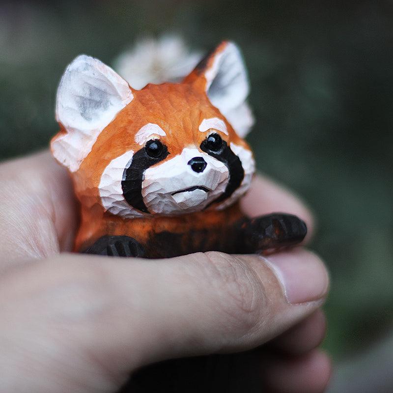 Red Panda Sculpted Hand-Painted Animal Wood Figure