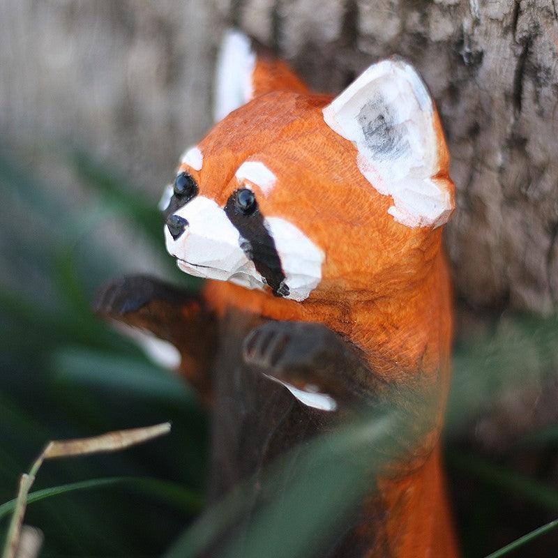 Red Panda Sculpted Hand-Painted Animal Wood Figure