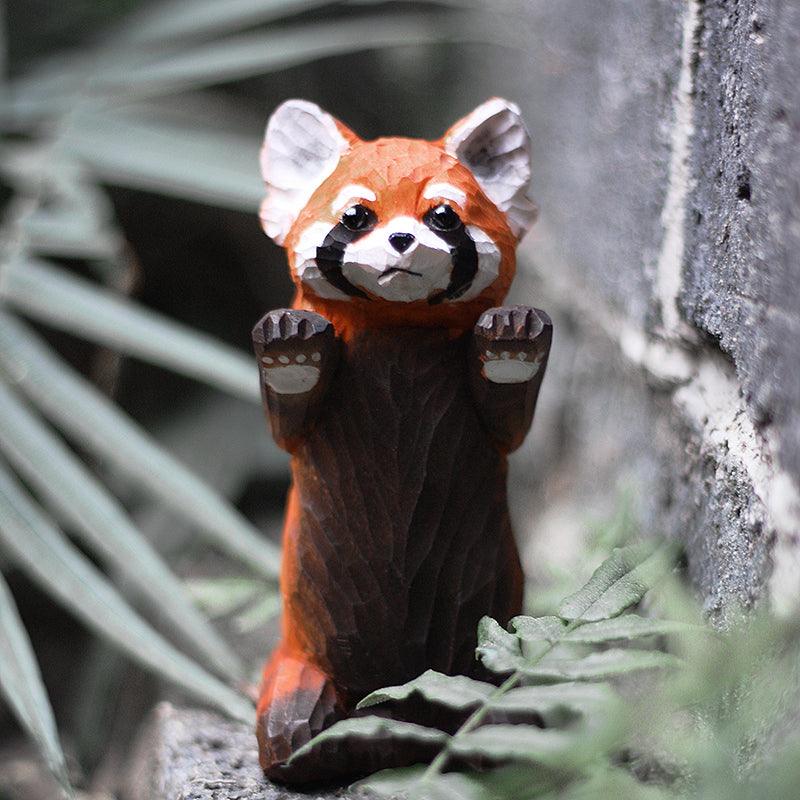 Red Panda Sculpted Hand-Painted Animal Wood Figure