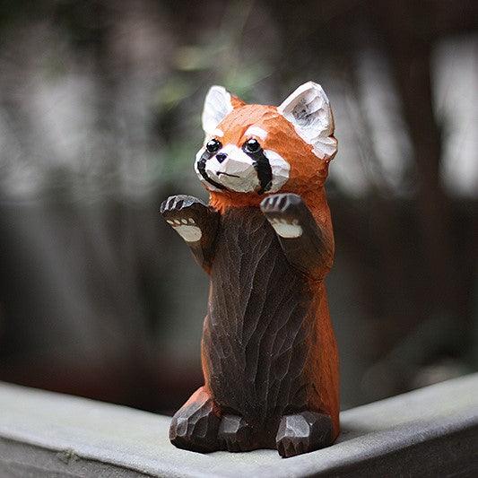 Red Panda Sculpted Hand-Painted Animal Wood Figure