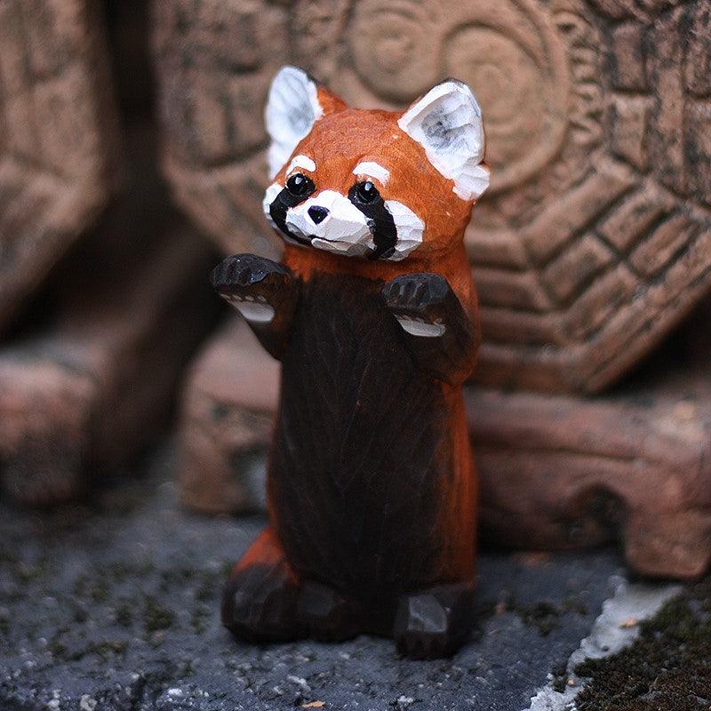 Red Panda Sculpted Hand-Painted Animal Wood Figure