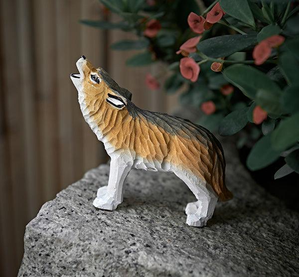 Wolf Sculpted Hand-Painted Animal Wood Figure